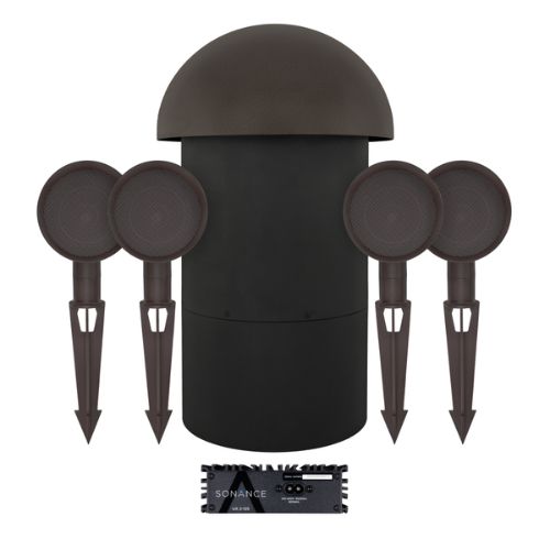 sonance patio series 4.1 outdoor system with ua 2 125 amp (4 sats, 1 sub, 1 ua 2 125 amp)