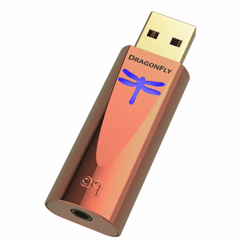 AudioQuest DragonFly Copper — blue LED indicator active