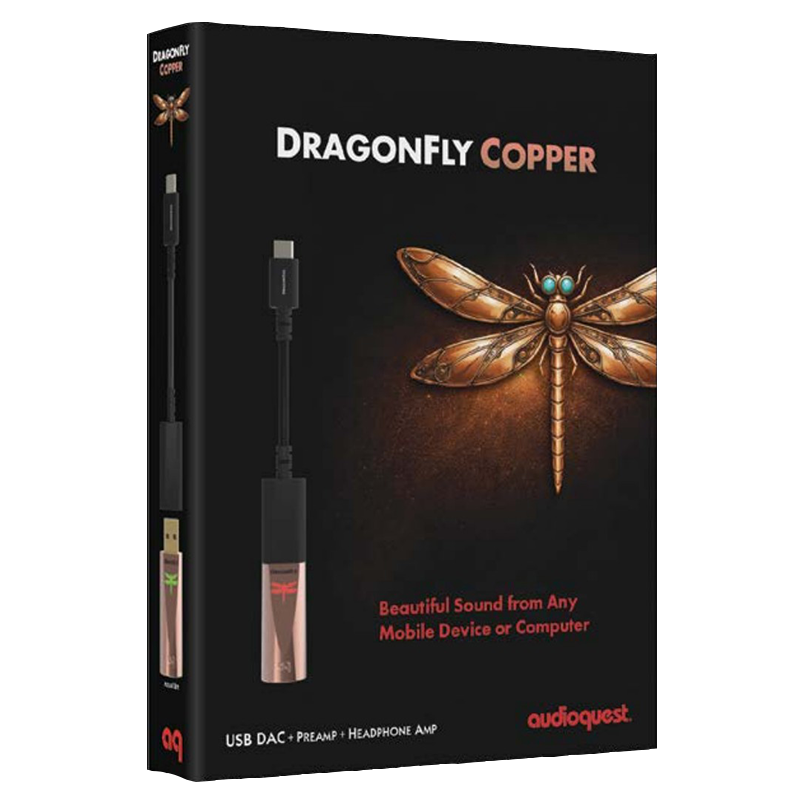 AudioQuest DragonFly Copper DAC Preamp Headphone Amp — compact copper-plated USB audio device