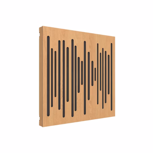 Vicoustic VicPattern Ultra Wavewood MKII acoustic panel in Natural Oak — hybrid NRC 0.80